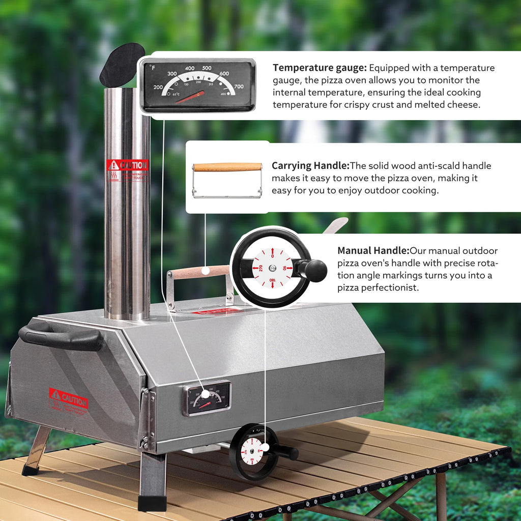 12 Pizza Oven with Thermometer Foldable Legs Y583715