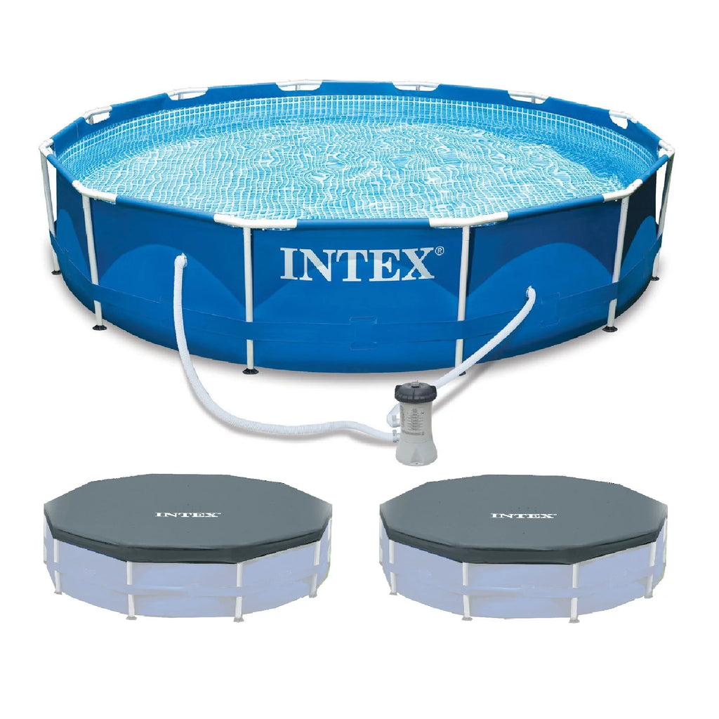 12'x30 Metal Frame Swimming Pool with Filter Pump & Pool Cover B274798