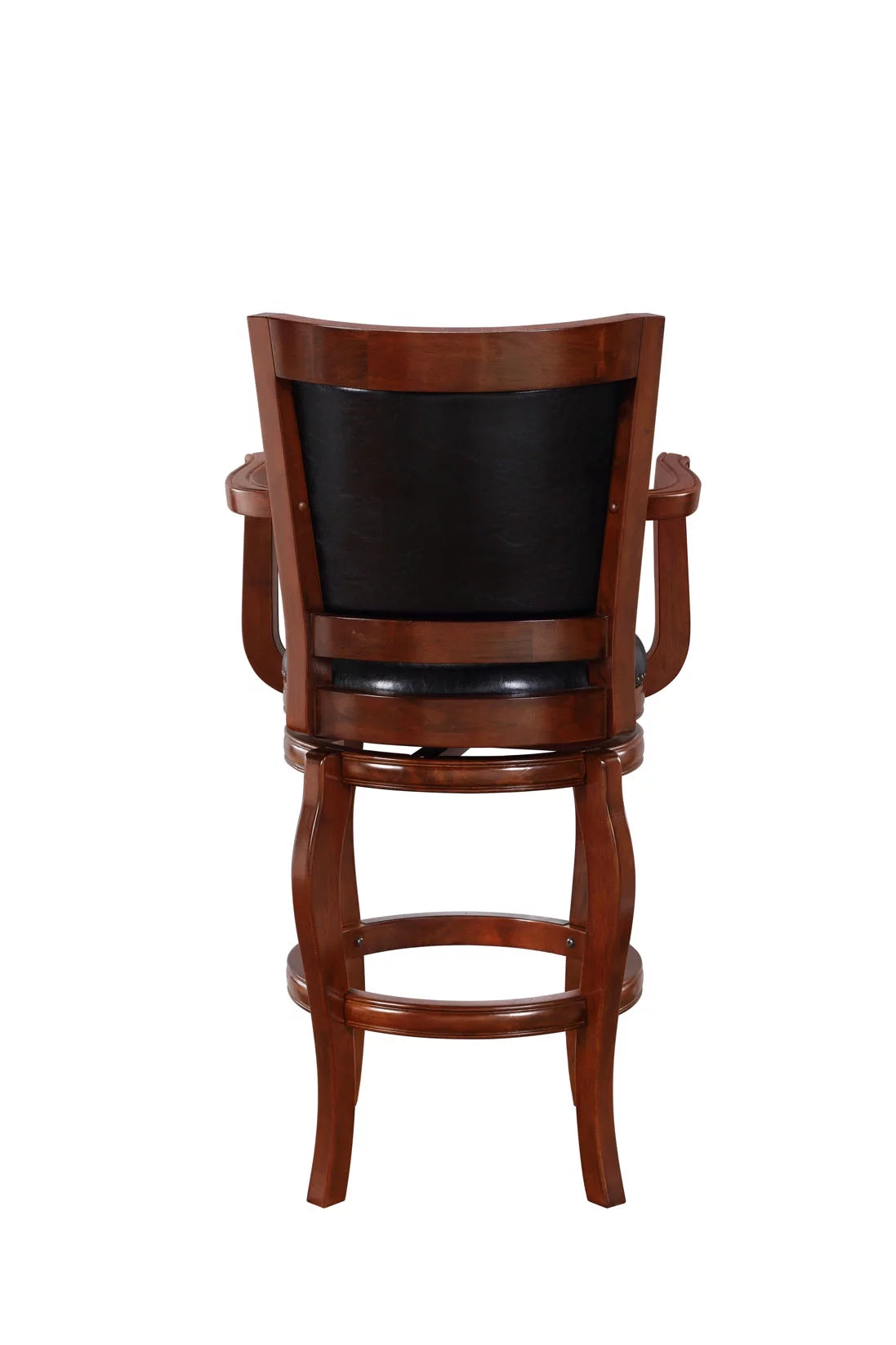 Black Cherry Wood Swivel Bar Stool with Arms E227