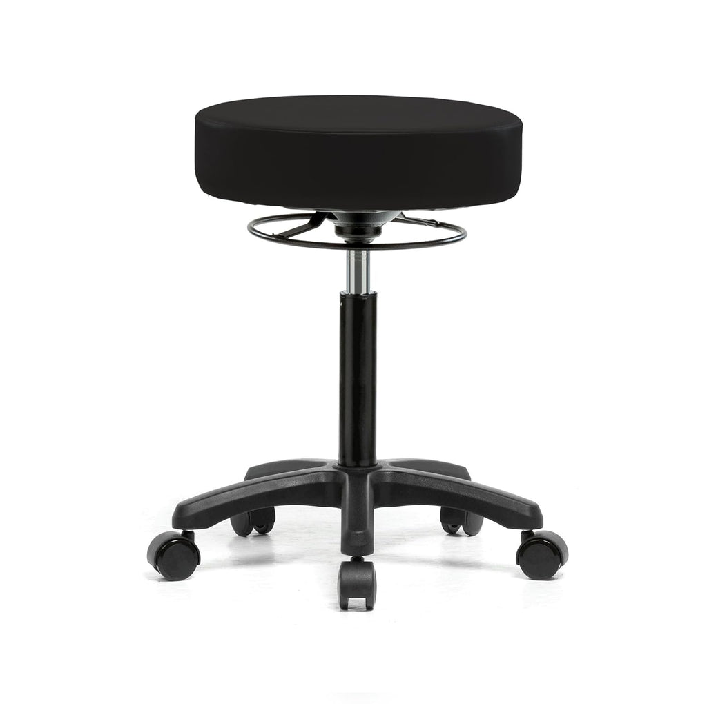 Height Adjustable Rolling Stool 18-23 inches 250-pound Capacity Charcoal Vinyl V8934