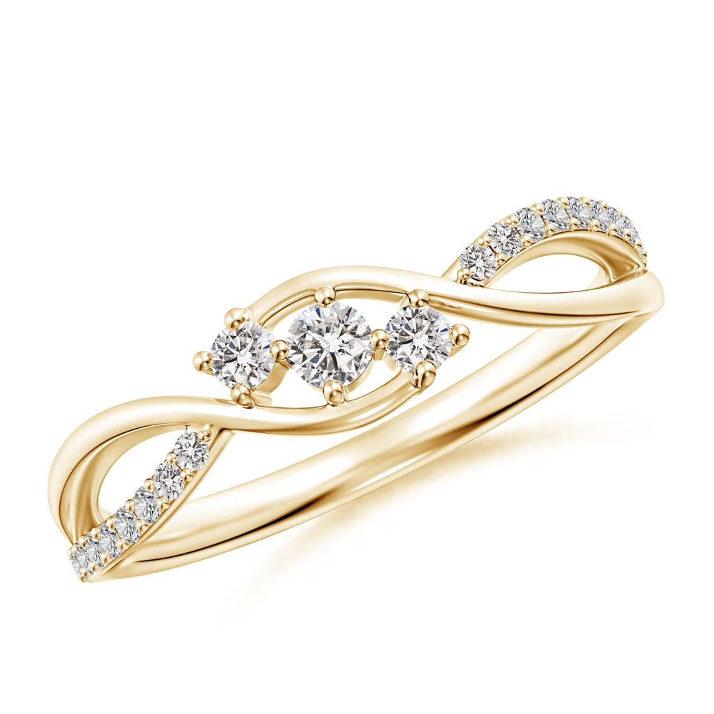 14K Yellow Gold White Diamond Infinity Ring V6235