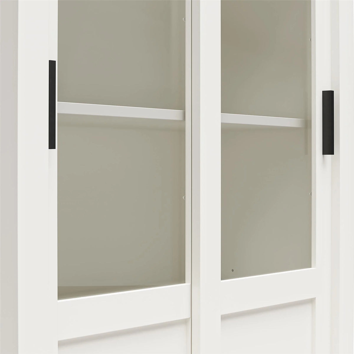 White Bookcase Cabinet with Sliding Glass Doors L2507