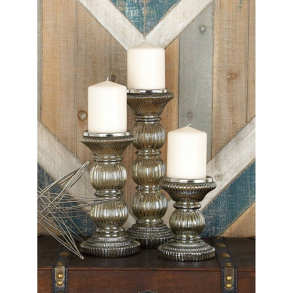 Clear Glass Traditional Candle Holder Set of 3 S388