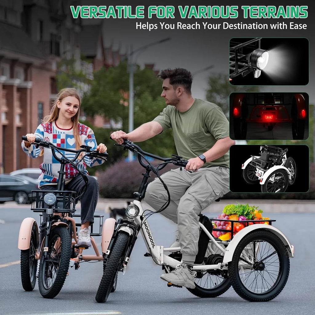 48V 20" Fat Tire 3 Wheel Folding Electric Tricycle P805