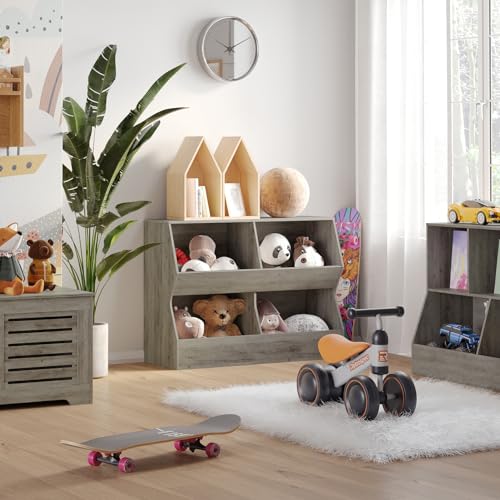 4 Cubby Wooden Toy Storage Bookshelf V460289