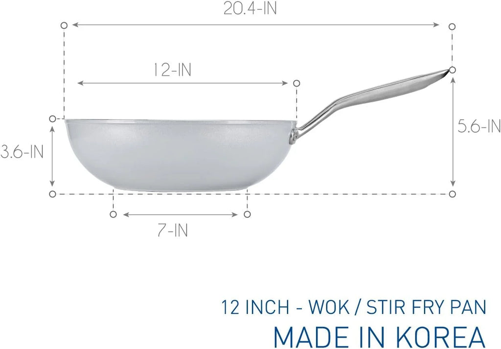 12" Ceramic Nonstick Wok with Glass Lid M220116