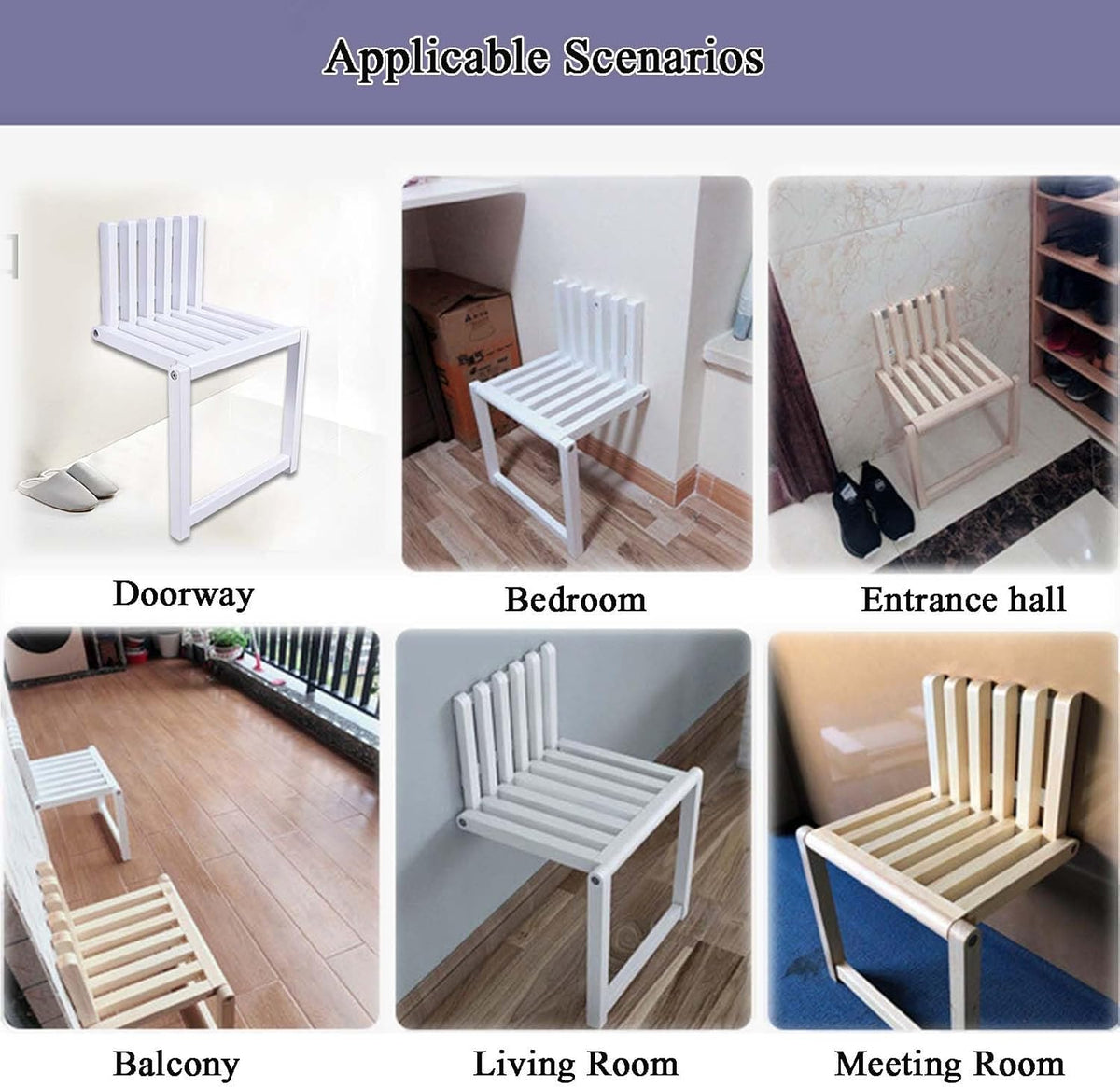 Solid Wood Folding Wall Mounted Stool with Supporting Legs G5831