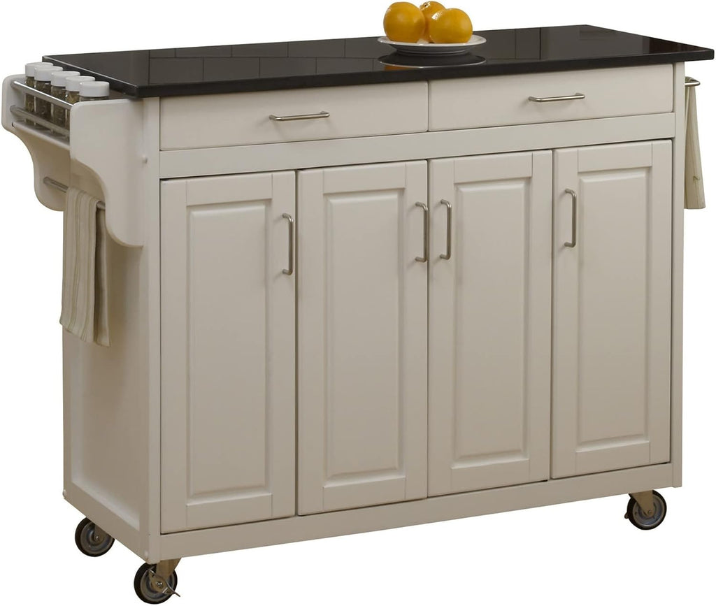 Natural Finish 4 Door Kitchen Cart with Cherry Top I645