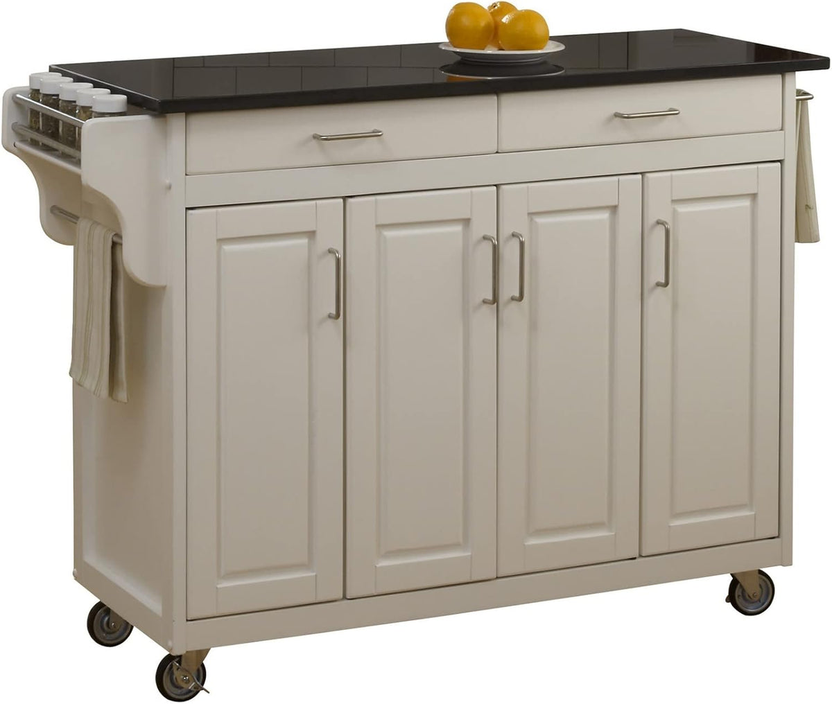 Natural Finish 4 Door Kitchen Cart with Cherry Top I645