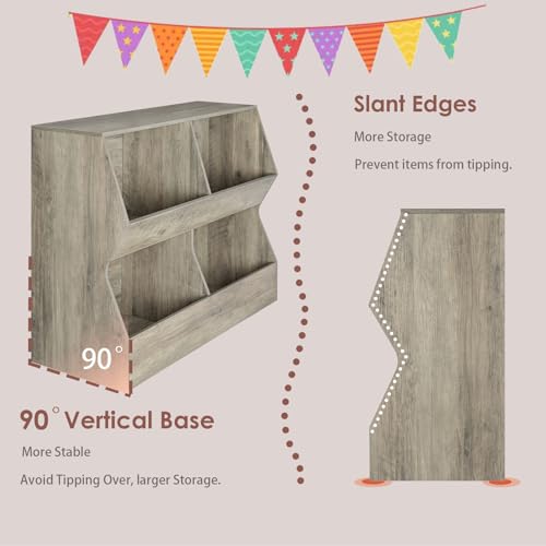 4 Cubby Wooden Toy Storage Bookshelf V460289