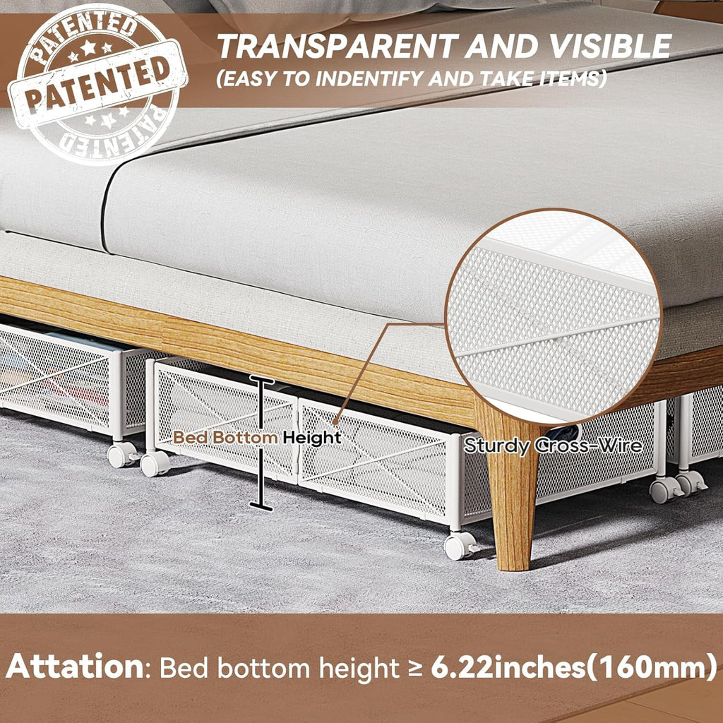 Under Bed Storage Containers with Wheels, Metal Storage Containers -2PCK R951060