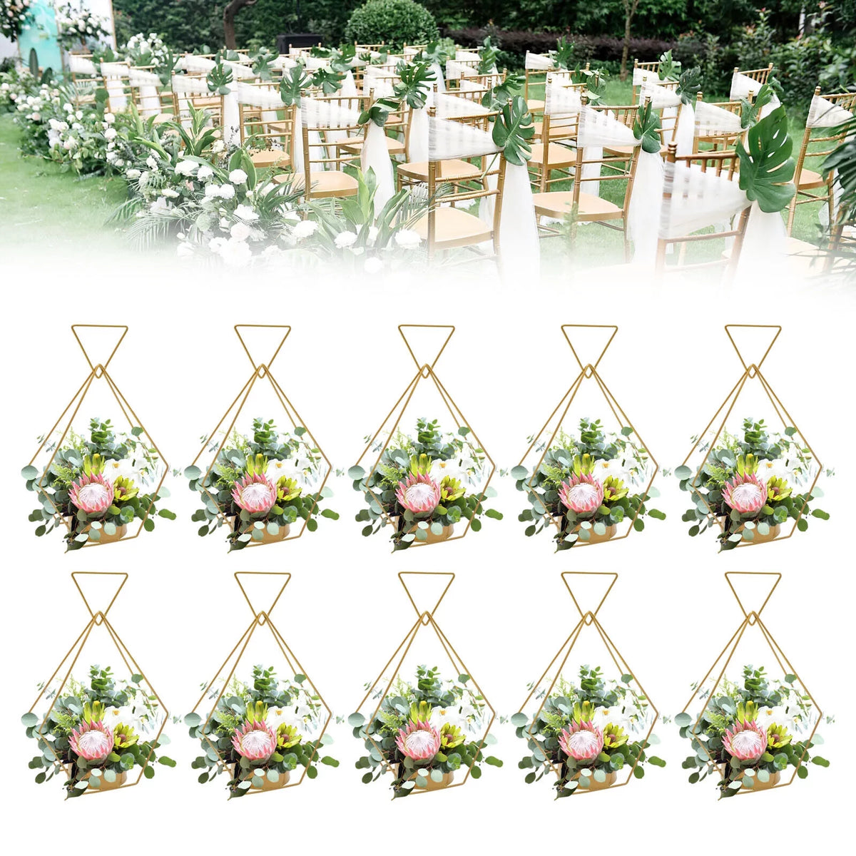 10pcs Gold Metal Flower Vases L611406