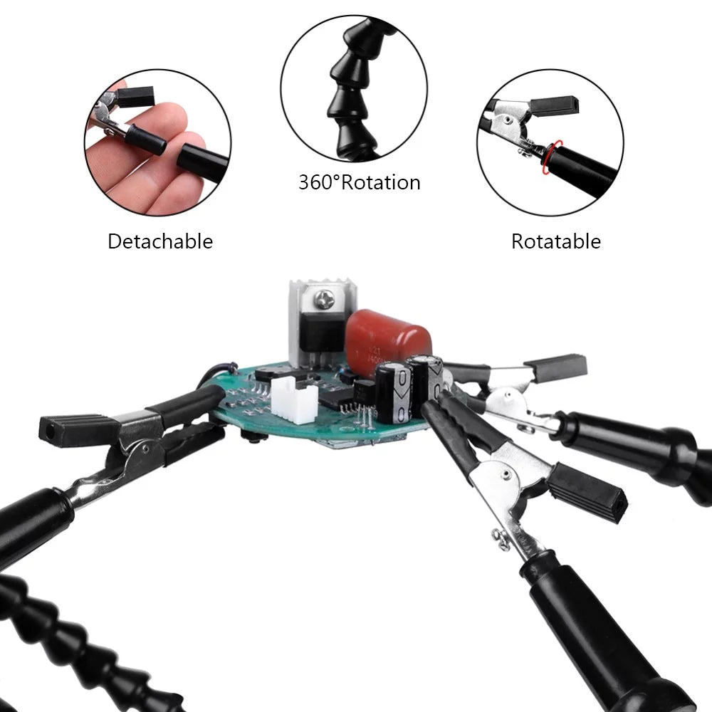 Soldering Third Hand PCB Tool with 6 Flexible Arms Black U86660
