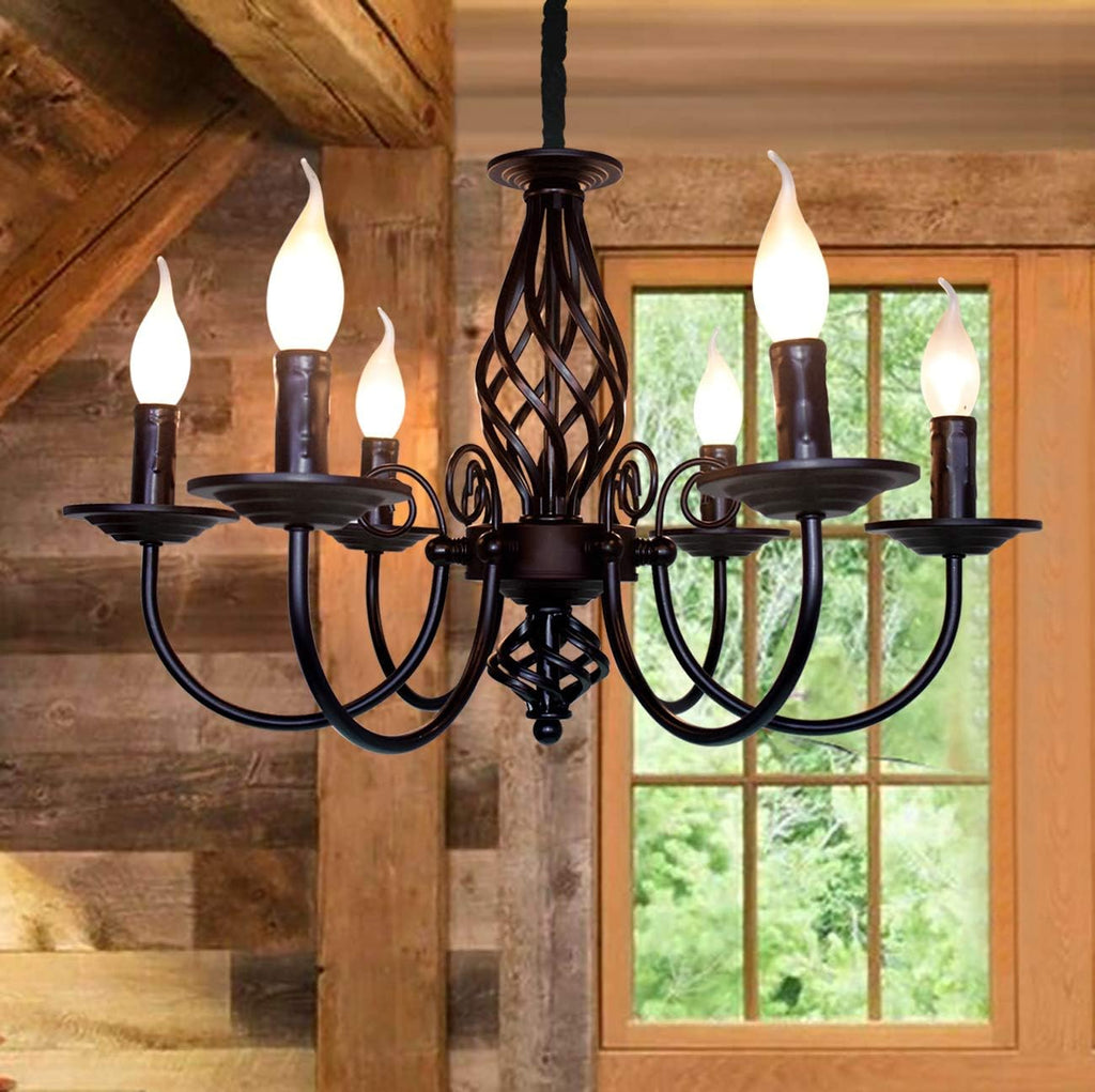 French Country 6 Lights Candle Chandelier U2847
