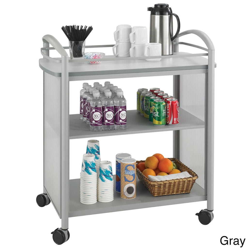 Black Cherry Polycarbonate Steel Beverage Cart Trolley with 3 Shelves R178219
