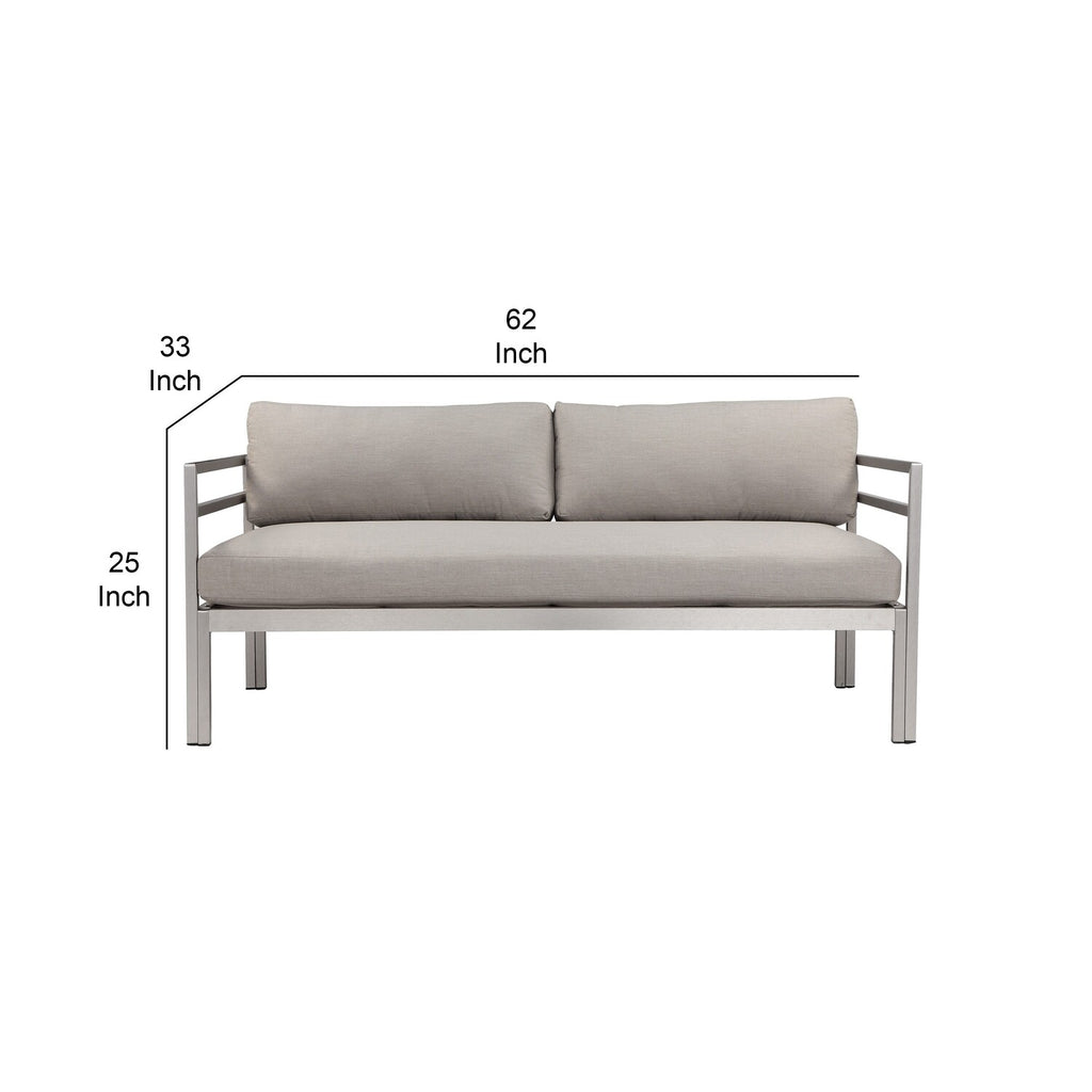 Gray Aluminum Frame Outdoor Sofa with Fabric Cushions L1504