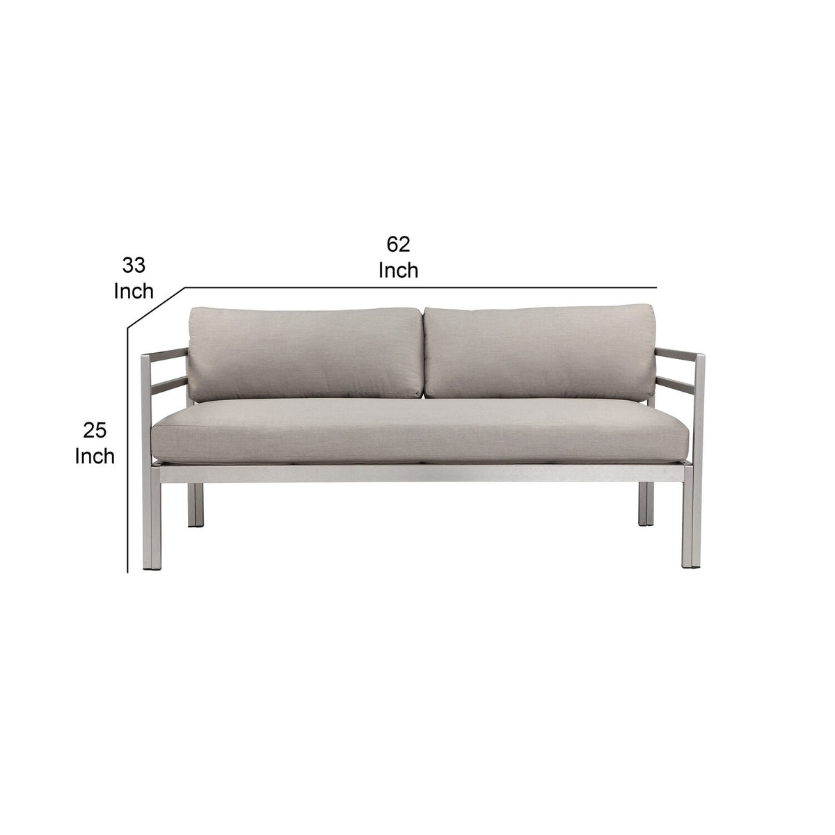 Gray Aluminum Frame Outdoor Sofa with Fabric Cushions L1504