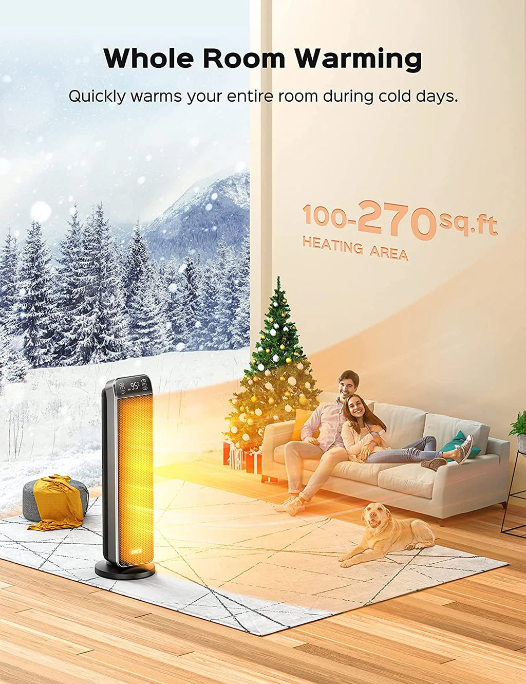 24" Black Portable Electric Ceramic Space Heater Y8158