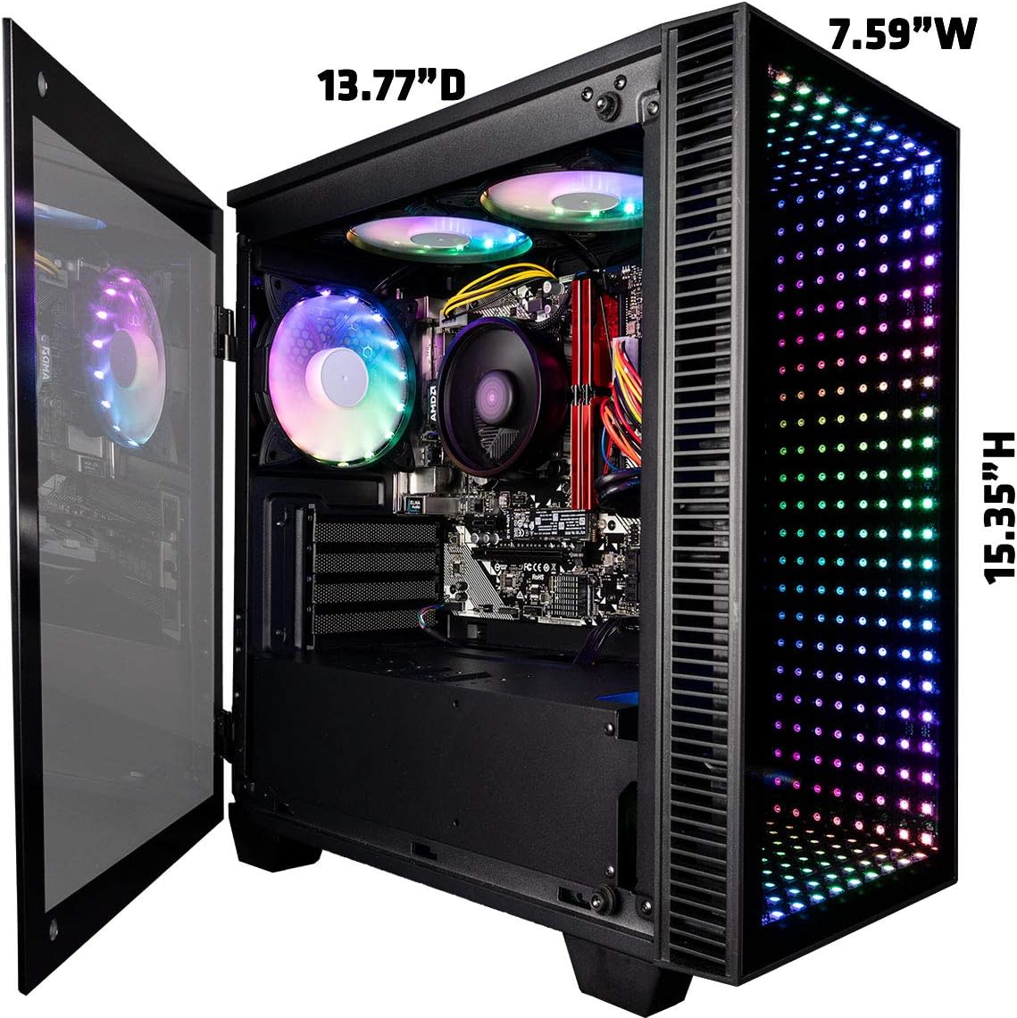 Micro Gaming PC with AMD Ryzen 5 PRO 4650G, 16GB RAM, 512GB NVMe SSD + 1TB HDD, 500W PSU, AC WiFi H850