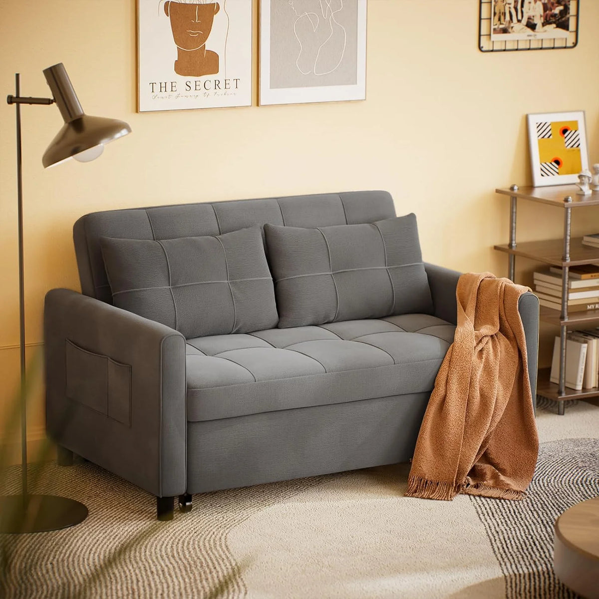 Dark Gray Convertible Sleeper Sofa Bed Z181260