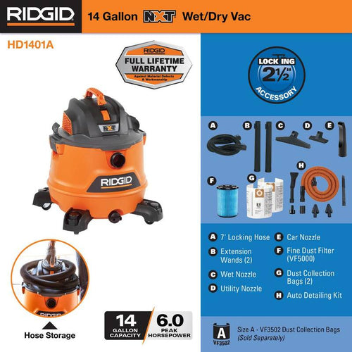 14 Gallon 6.0 Peak HP Wet/Dry Shop Vacuum with Filter and Hose X83141