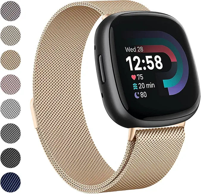 Metal Bands for Fitbit Sense 2 / Sense / Versa 4 / Versa 3, Stainless Steel Wristband Replacement Straps S6186