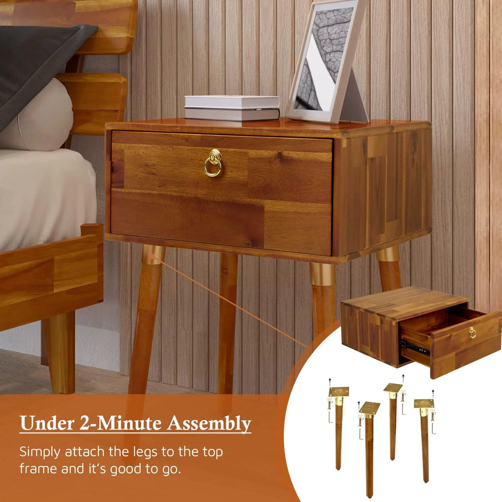 Solid Acacia Wood Nightstand J111666