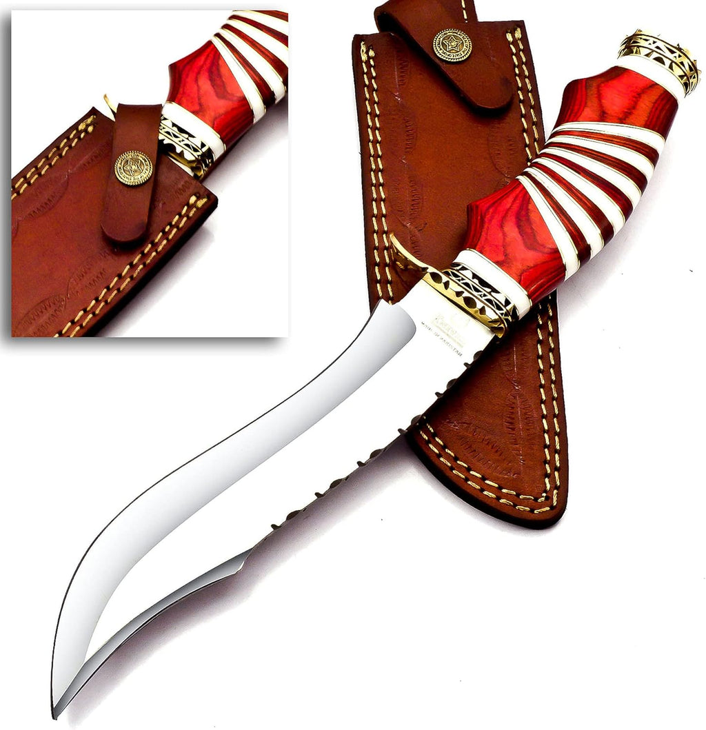 Damascus Steel Bowie Knife with Camel Bone Handle D3360