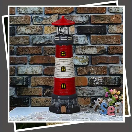 Red Solar Lighthouse Lawn Decoration C420