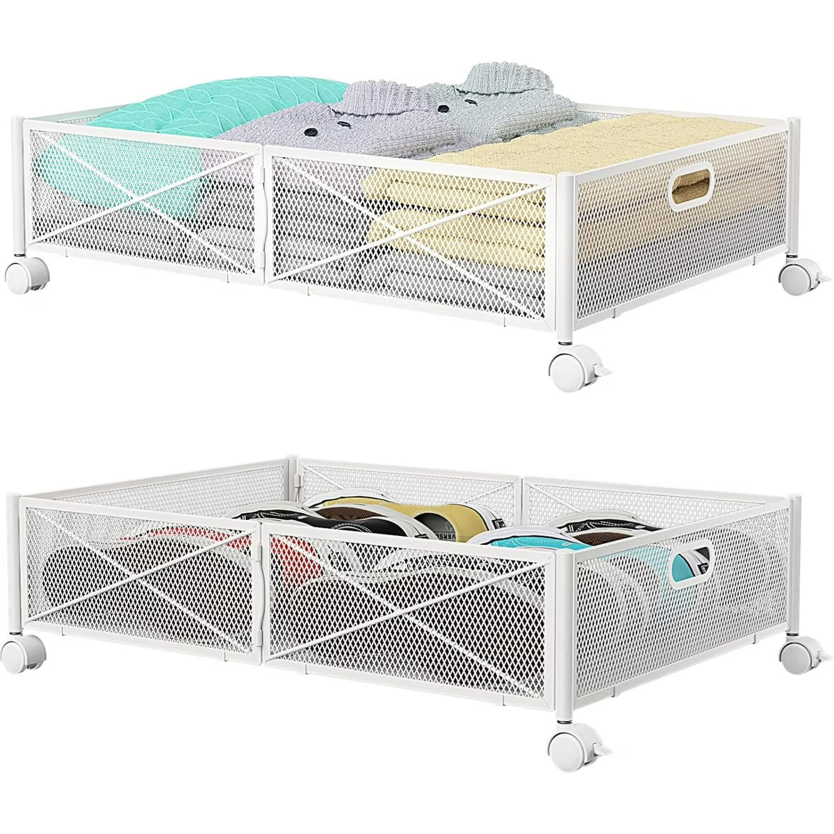 Under Bed Storage Containers with Wheels, Metal Storage Containers -2PCK R951060