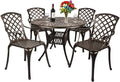 5 Piece Outdoor Cast Aluminum Patio Dining Set with 4 Chairs and Round Table V778