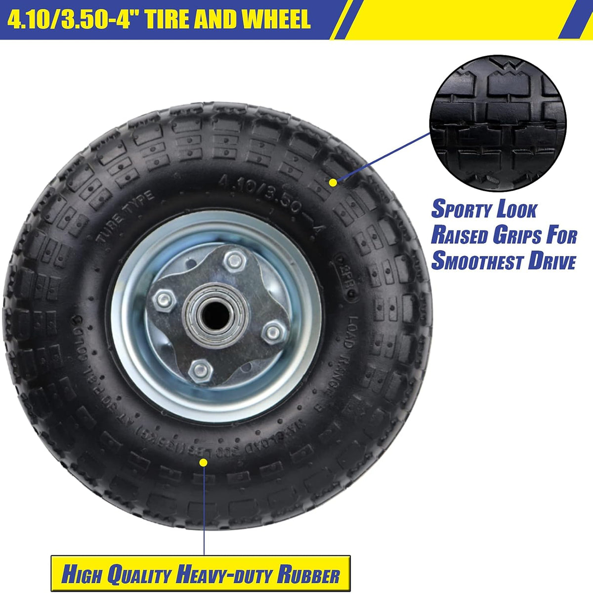 4 Pack 4.10/3.50-4 Pneumatic Air Filled Wheels/Tires X50504