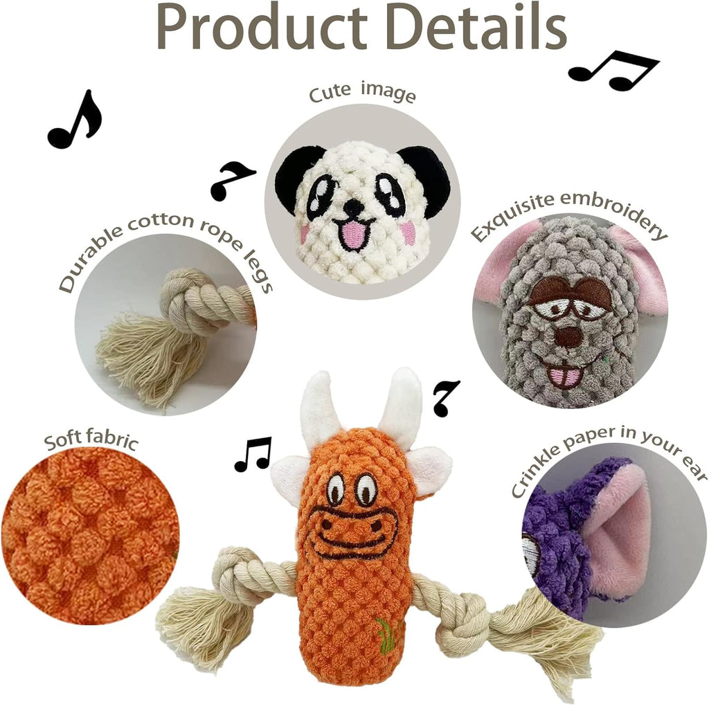 6 Pack Cotton Rope Dog Squeak Plush Toys N325