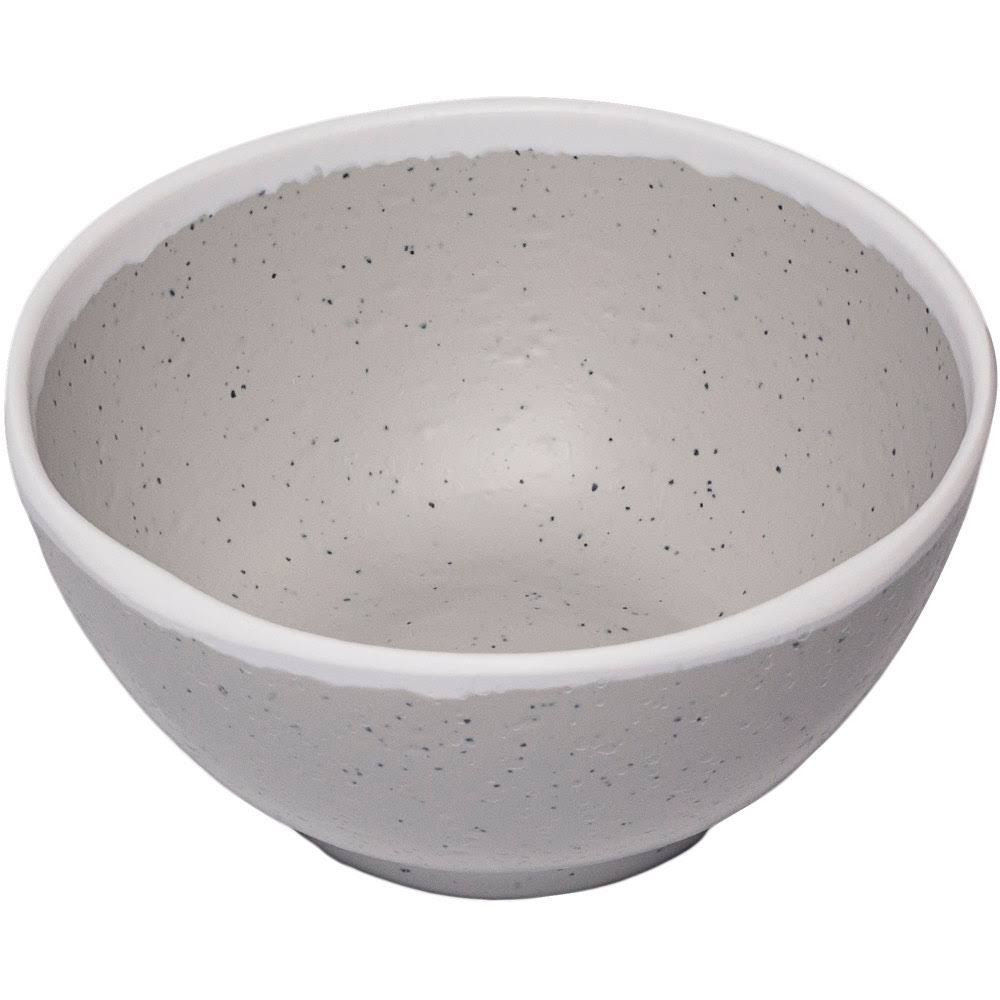10 oz Glazed Grey Melamine Bowl with White Trim T94647