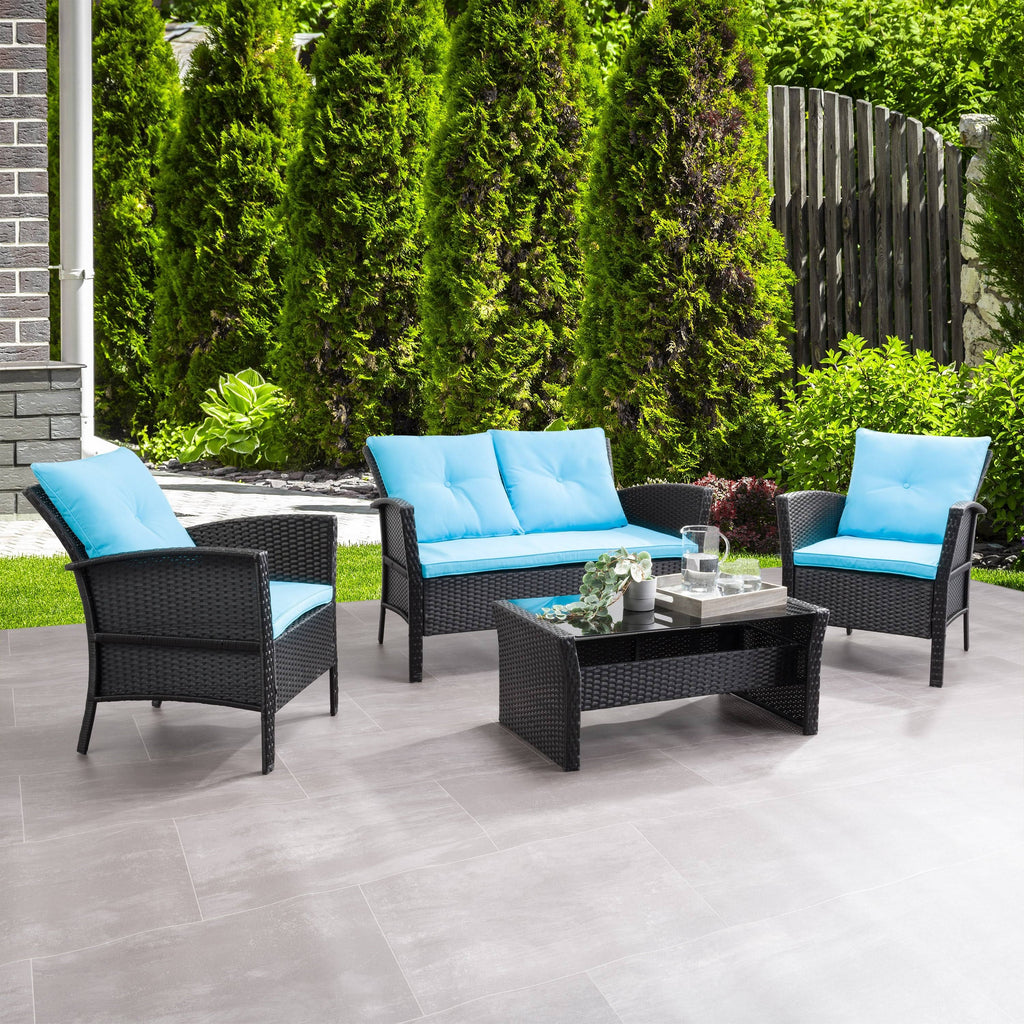 Black Rattan Wicker Patio 4pc Set G499