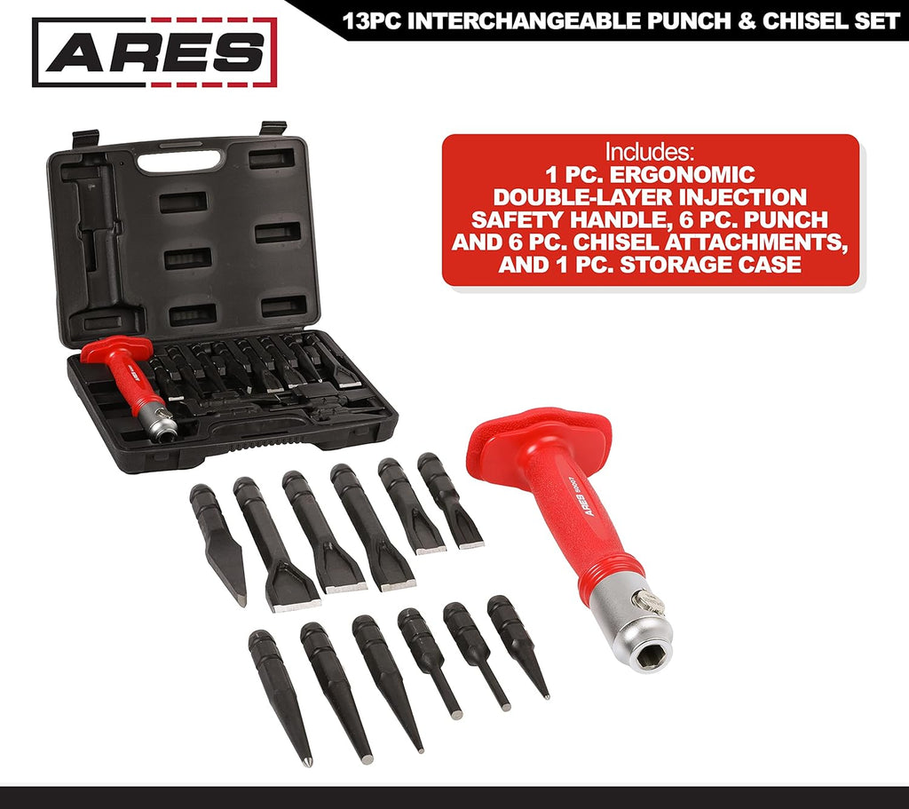 13-Piece Interchangeable Punch and Chisel Set with Chrome Vanadium Steel Handle G508