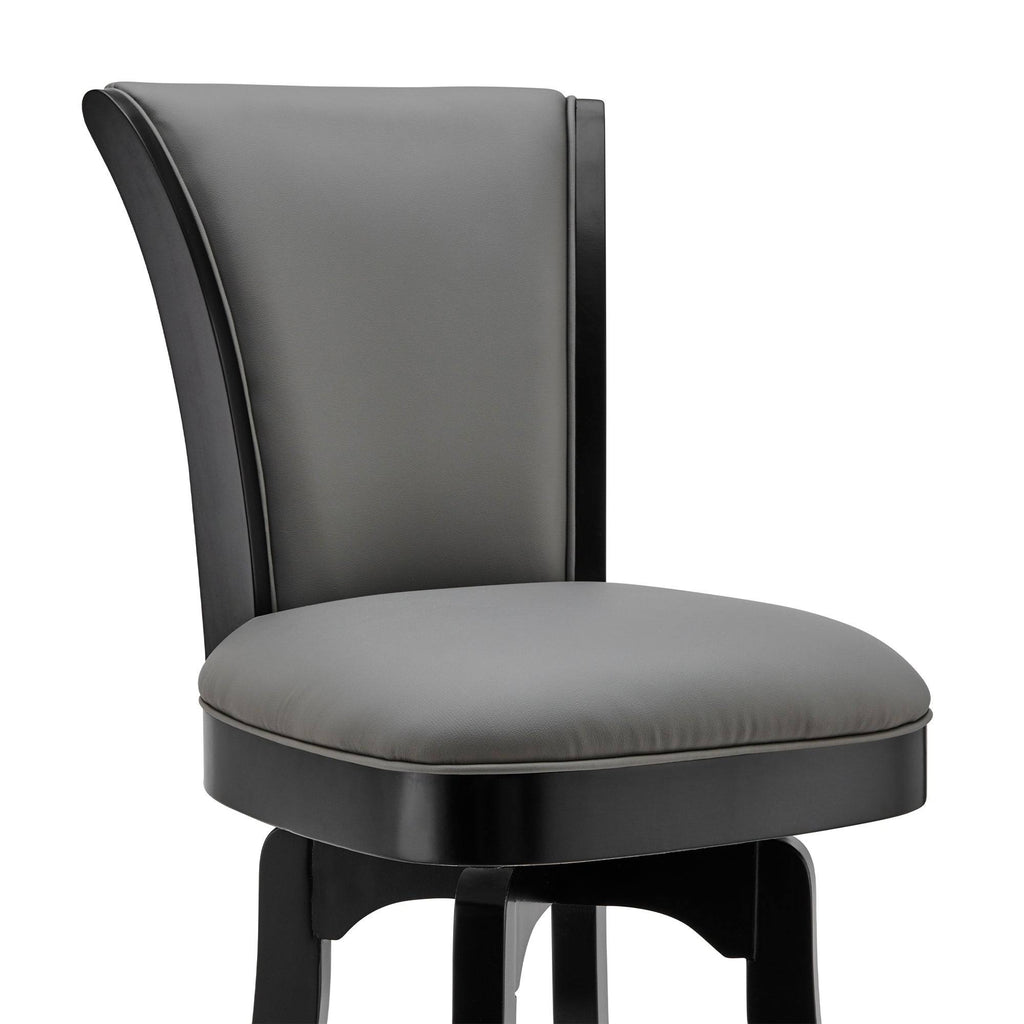 Gray Leatherette Swivel Counter Stool with Flared Legs M485
