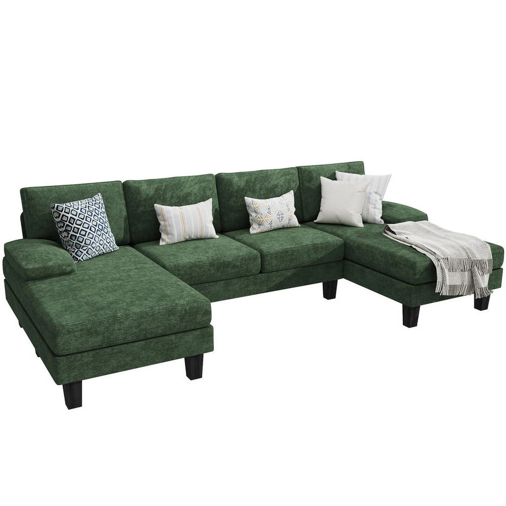 Gray Chenille U-Shape Sectional Sofa O100
