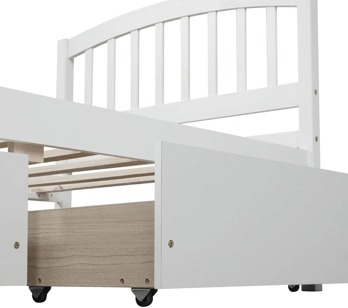 White 79.5x41.8x37.4 inches Platform Double Bed Frame with Two Drawers and Headboard P29861