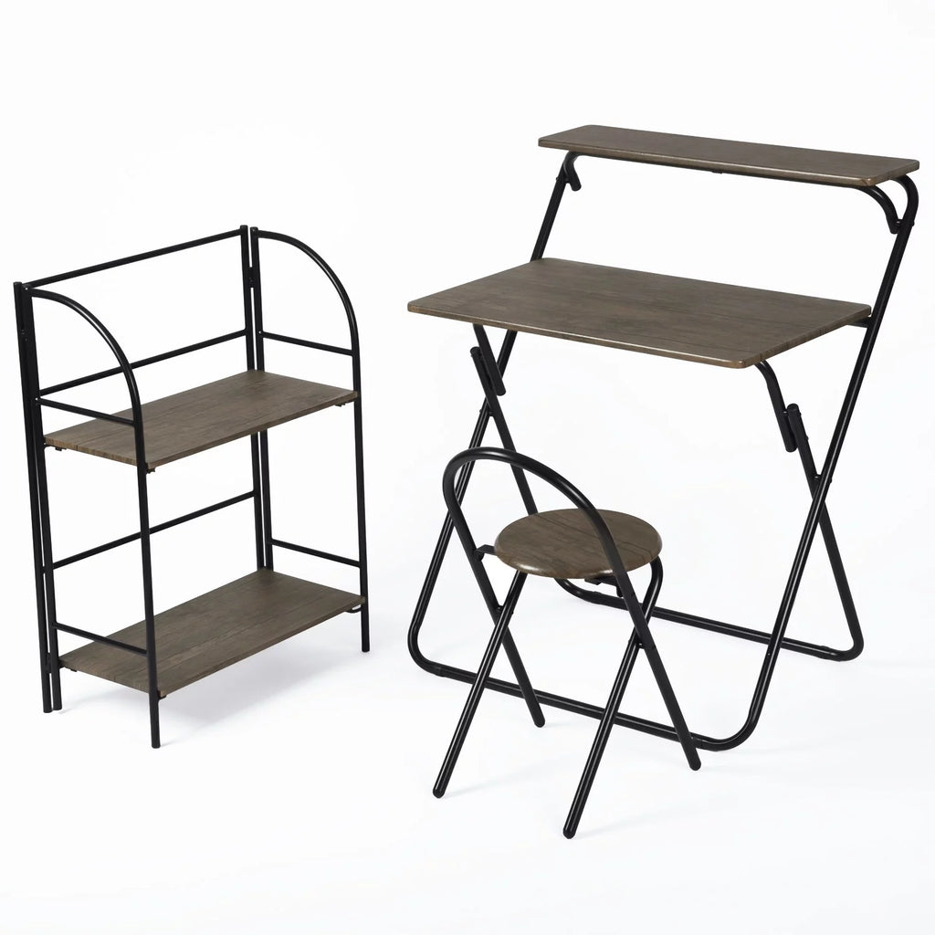 3 Pieces Kids Study Desk Chair Set with Bookshelf E825