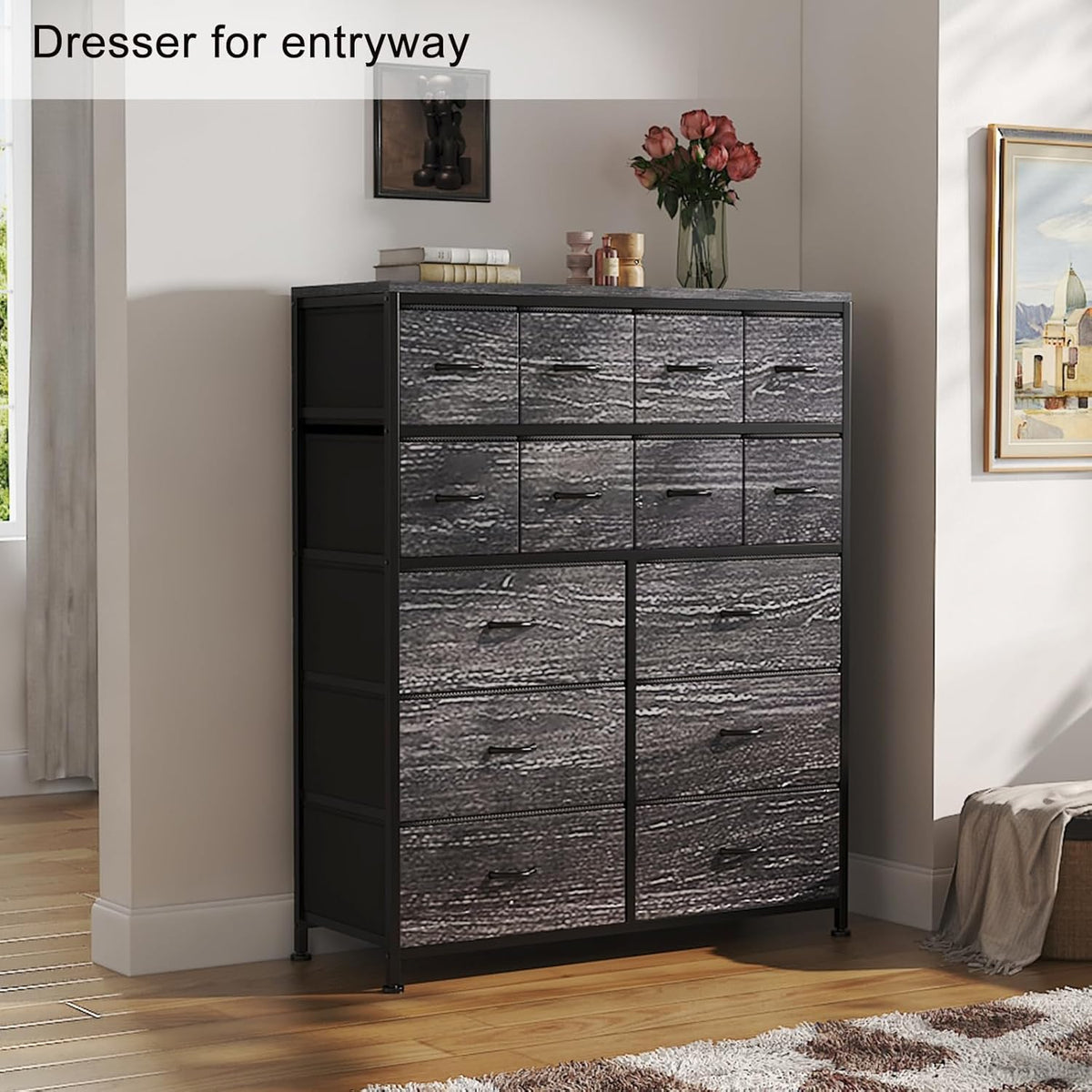 14 Drawer Tall Fabric Dresser G1744