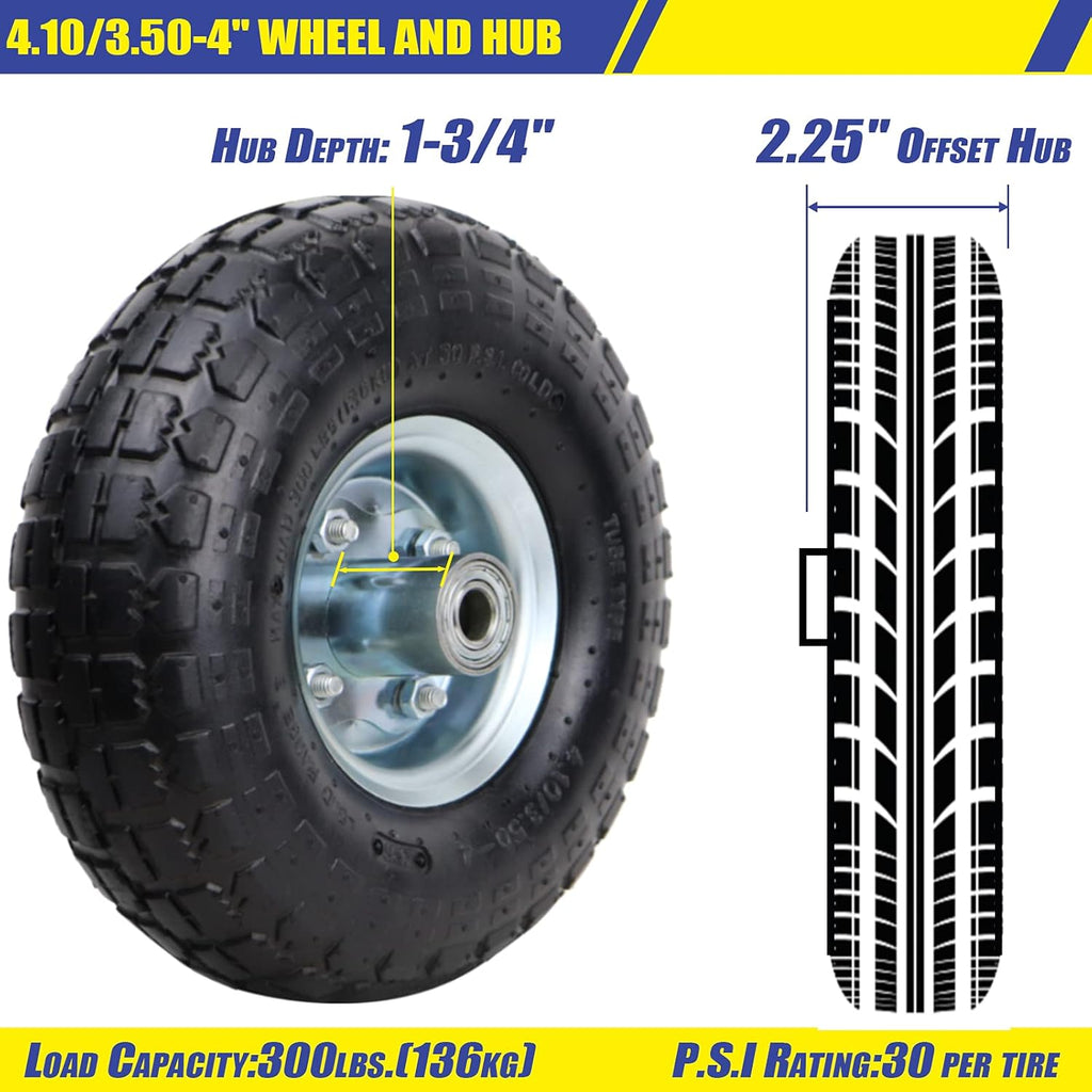 4 Pack 4.10/3.50-4 Pneumatic Air Filled Wheels/Tires X50504
