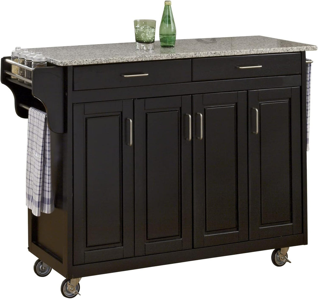 Natural Finish 4 Door Kitchen Cart with Cherry Top I645