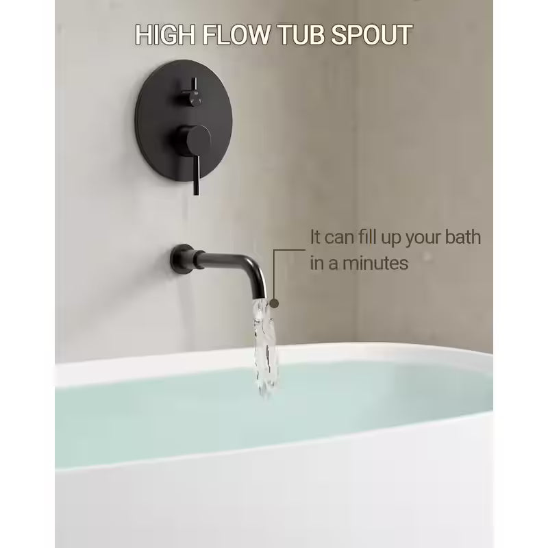 10 in. Wall Mount Shower Head and Tub Faucet 2.5 GPM Matte Black X899
