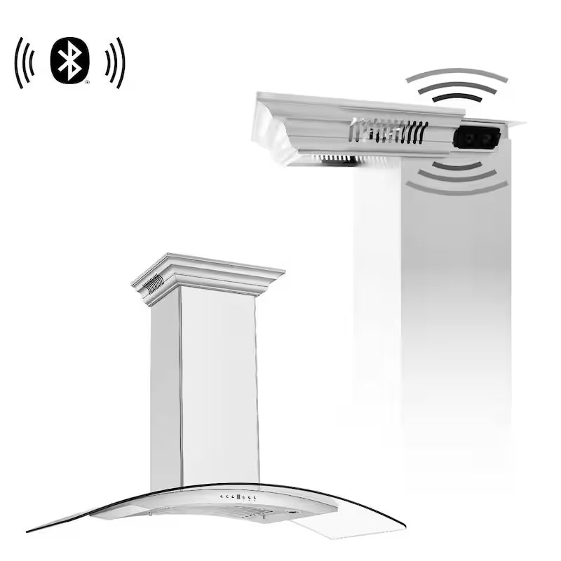 48 in. 400 CFM Ducted Wall Mount Range Hood in Stainless Steel & Glass I446575