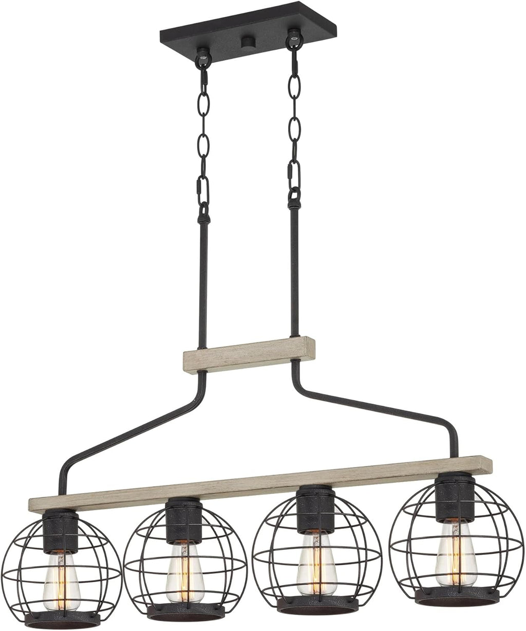 Farmhouse Island Light with Round Cage Shades L80381