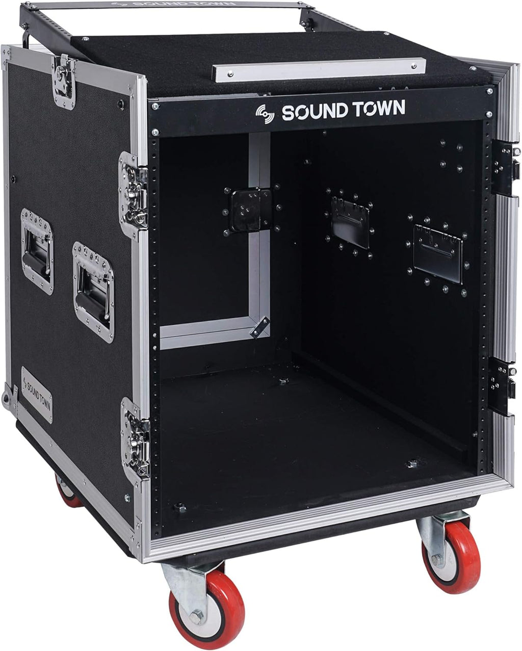 12U PA DJ Rack Case with Slant Mixer Top and Casters P2402
