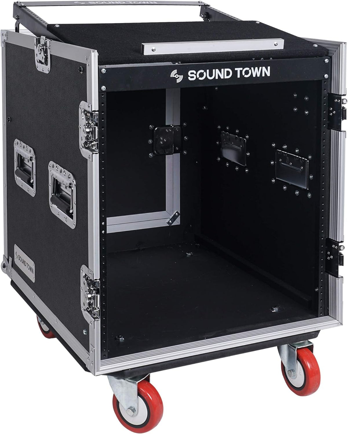 12U PA DJ Rack Case with Slant Mixer Top and Casters P2402