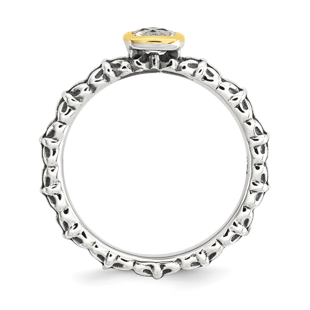 925 Sterling Silver & 14kt White Topaz Ring Size 8 H9179