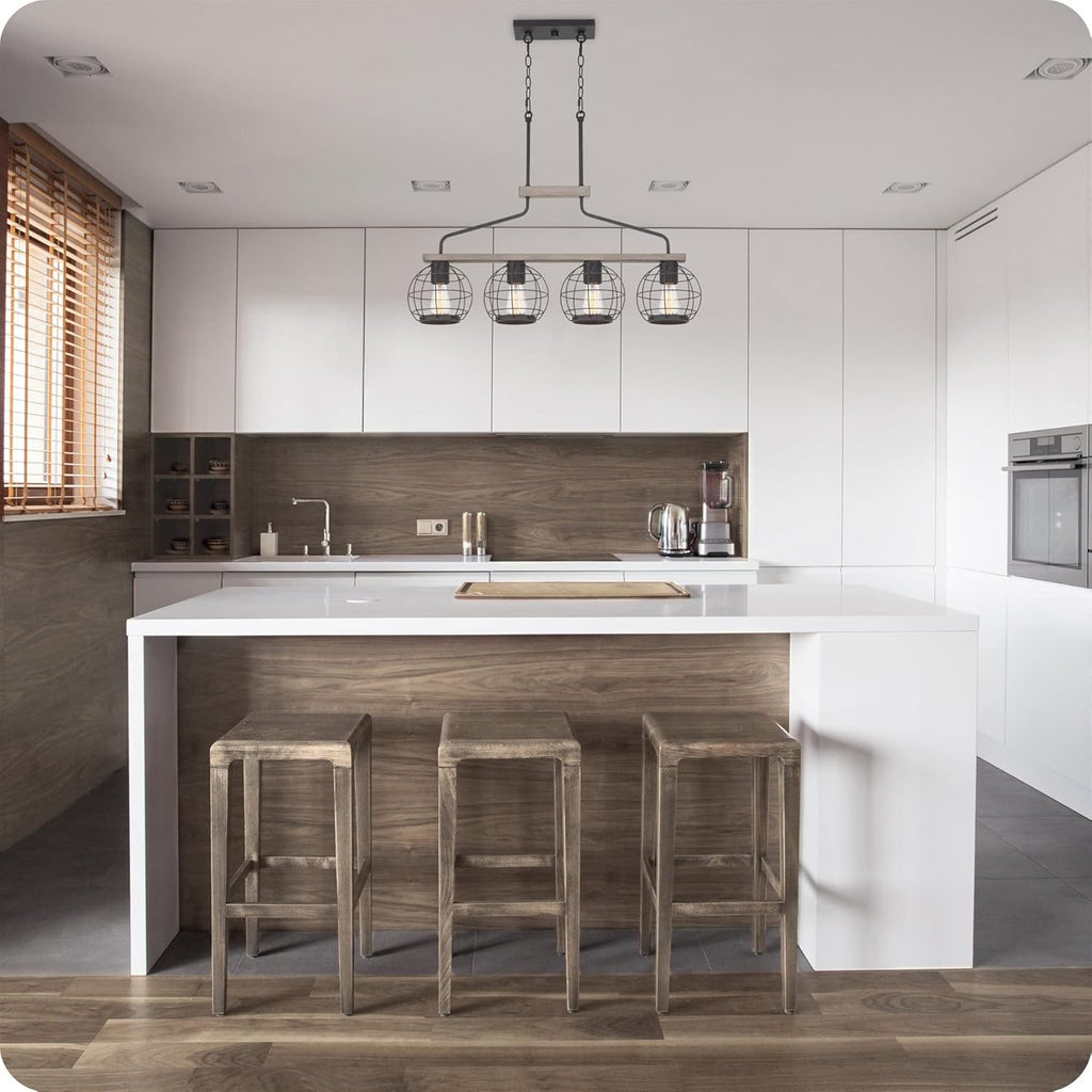 Farmhouse Island Light with Round Cage Shades L80381